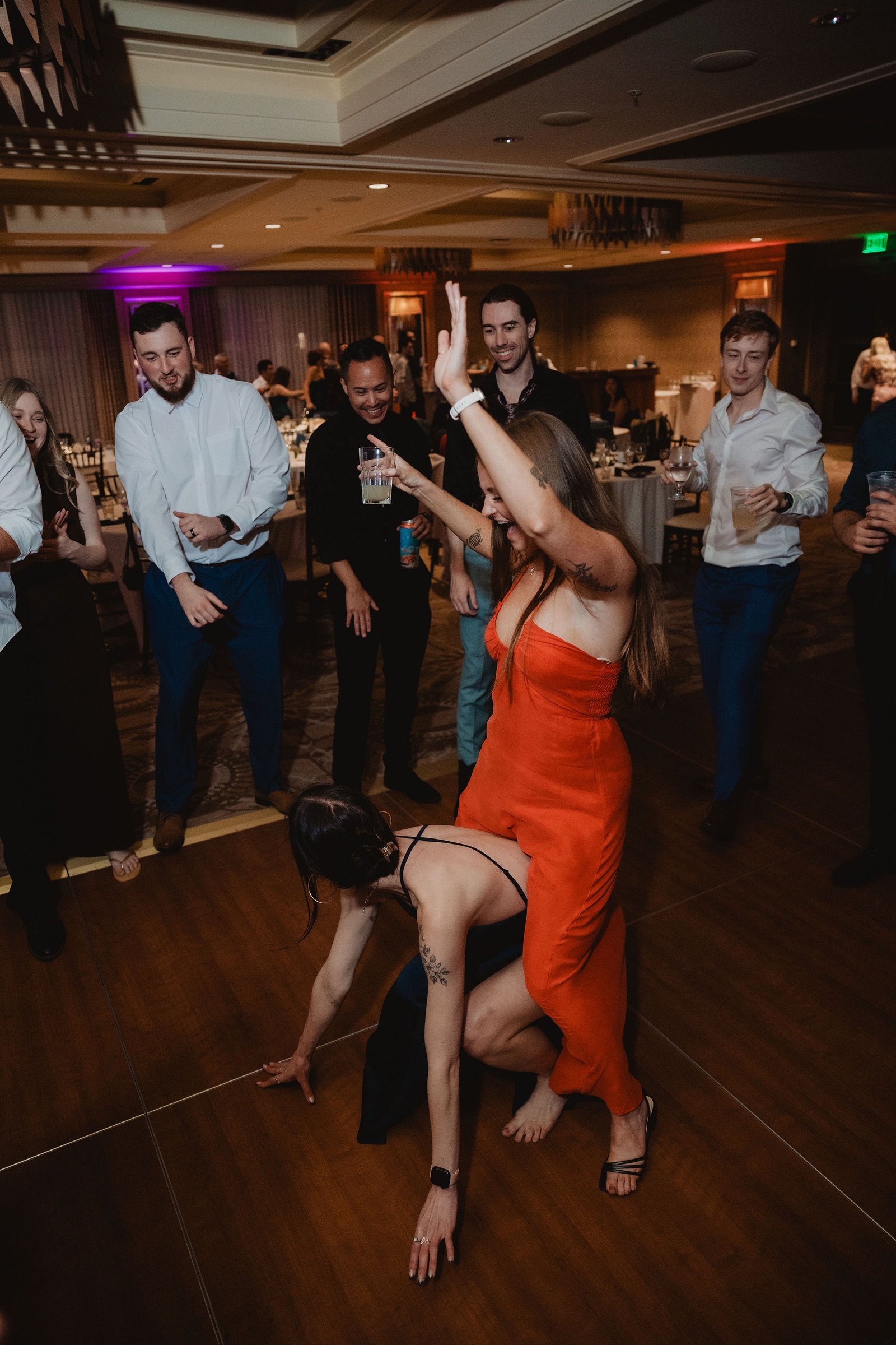 Wedding guest dancing during the reception
