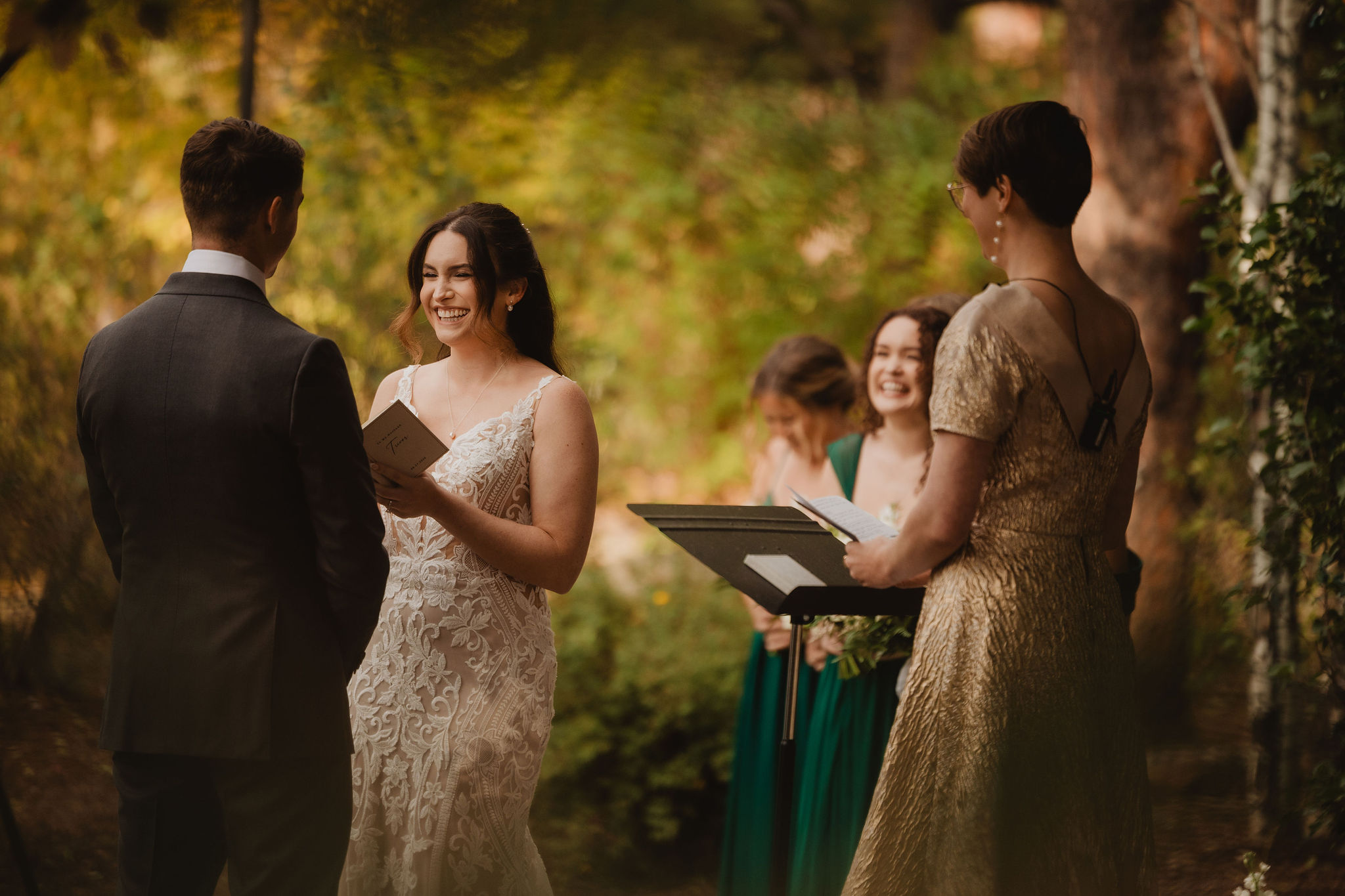 Brittney and Trevor during their outdoor ceremony